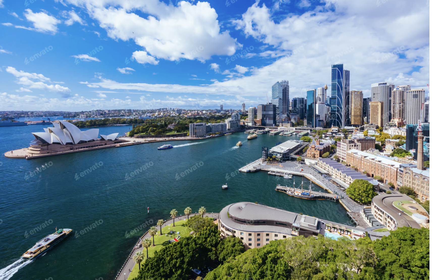 Sydney Opera House and Harbour Bridge aerial view